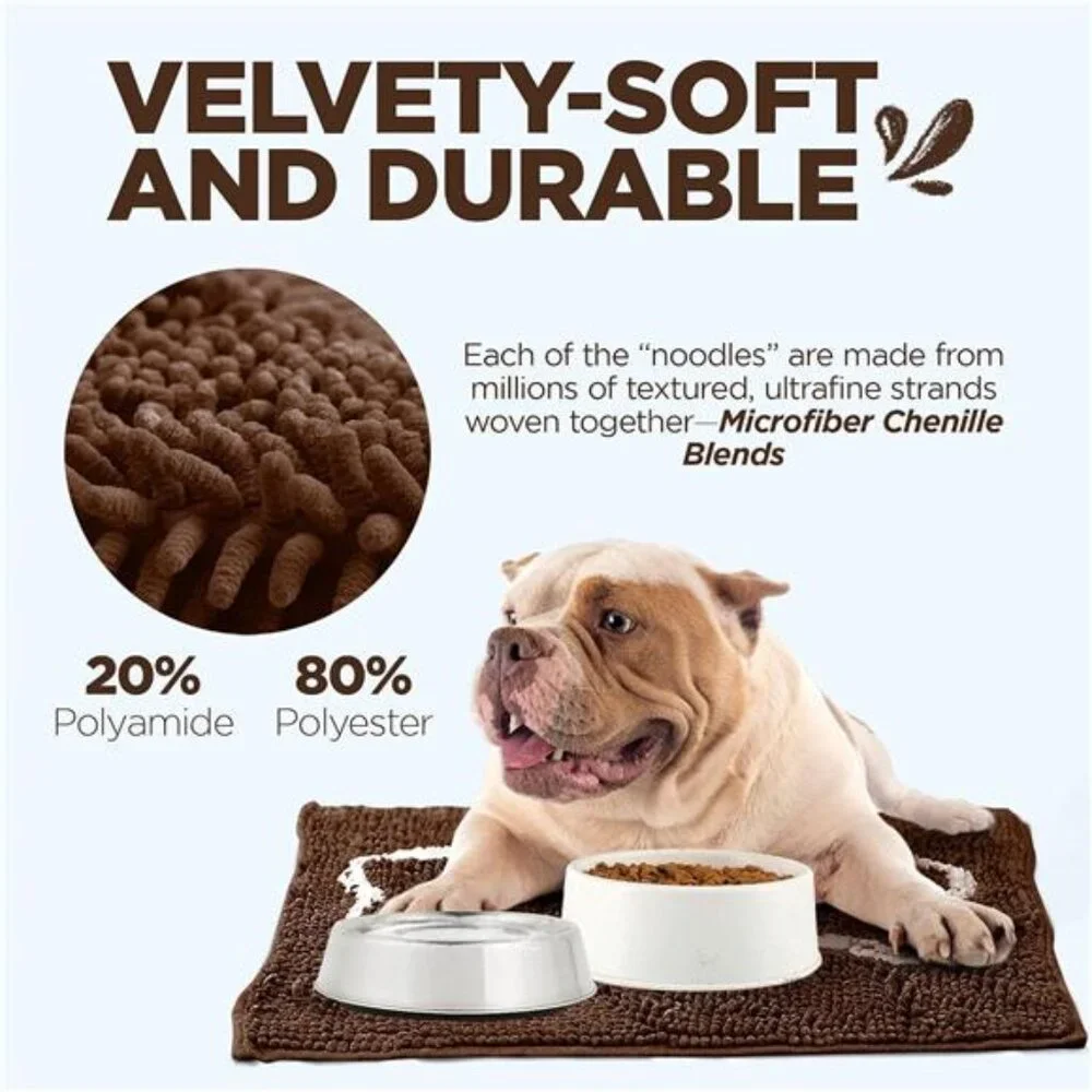 Ultra-Absorbent Dog Door Mat for Food and Water, Microfiber Chenille Dog Mat